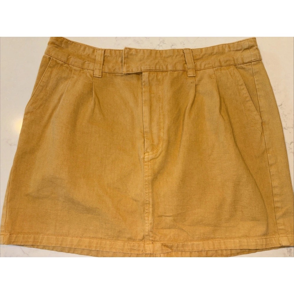 Free People Cotton Mini Skirt Womens 8 Pleated Indie Boho Retro Academia Mustard